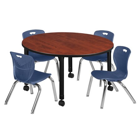 Regency Tables > Height Adjustable > Round Mobile Table & Chair Sets, 48 W, 48 L, 23-34 H, Cherry TB48RNDCHAPCBK45NV